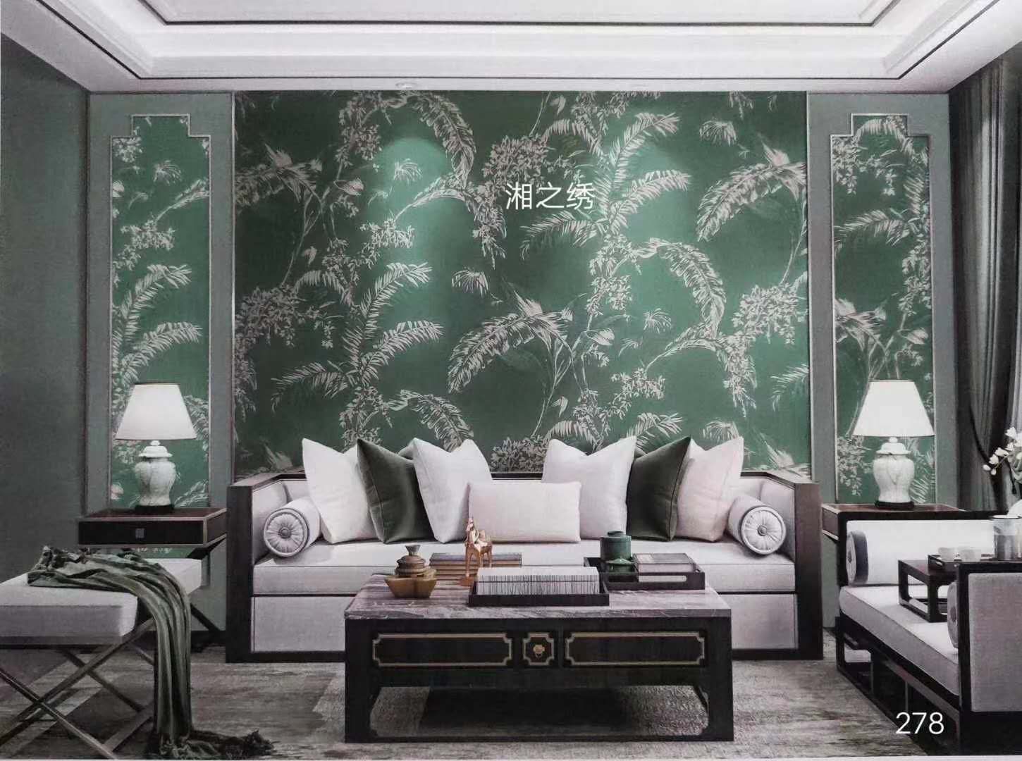 艺绣软装现代轻奢极简风系列墙布 绿色印花 价格面议图