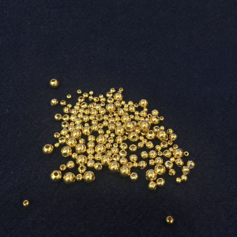 一鑫饰品S925纯银光身珠 纯银镀金圆珠 光面小金珠散珠0.8/1/2MM详情图6