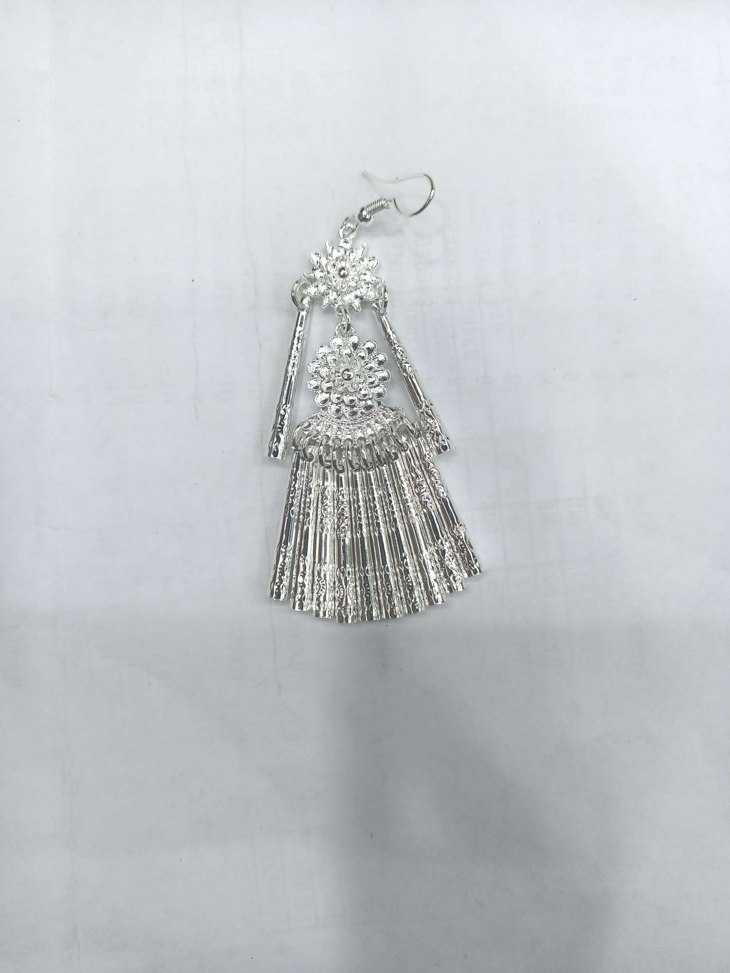 Minority Silver Double Flower Earrings Specification drawing