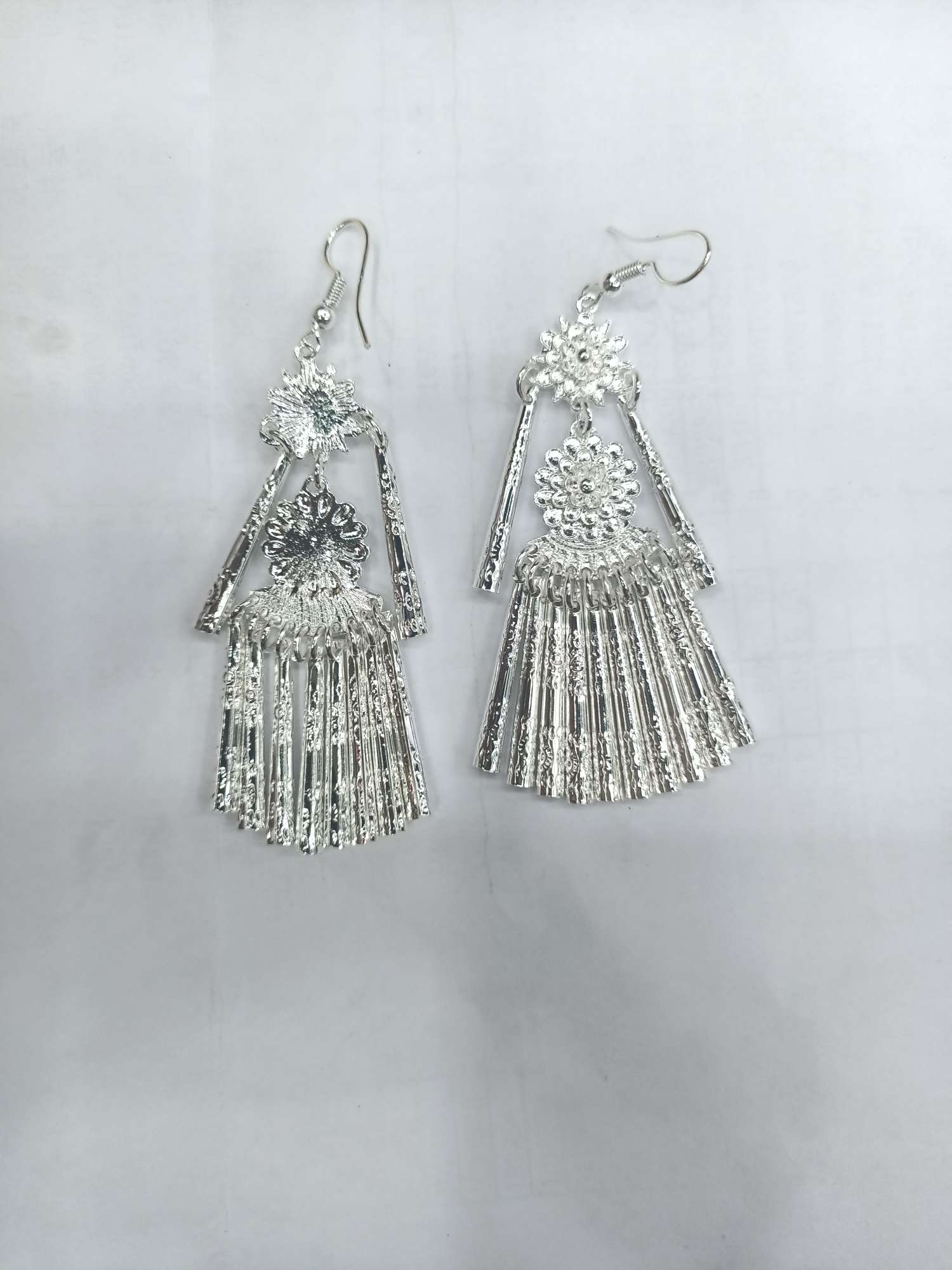 Minority Silver Double Flower Earrings details Picture