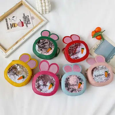 Children's Cross Bag Girl's Bag Baby New Sequins Cute Cartoon Fashion Foreign Trend Net Red Bunny Bag Mini