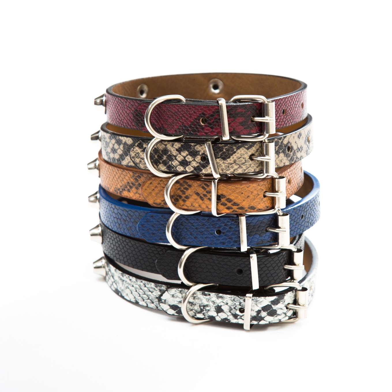 厂家直销PU皮蛇皮纹，打泡钉多色宠物宝宝项圈！颜色可选黄色咖啡色黑色蓝色白色