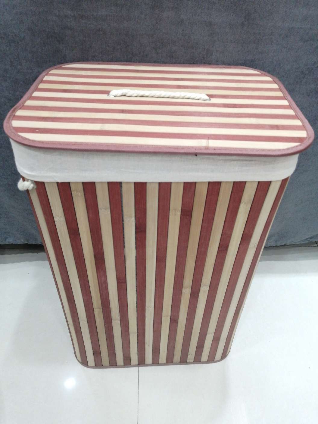 多彩方形竹收纳篮（红色+碳化色）