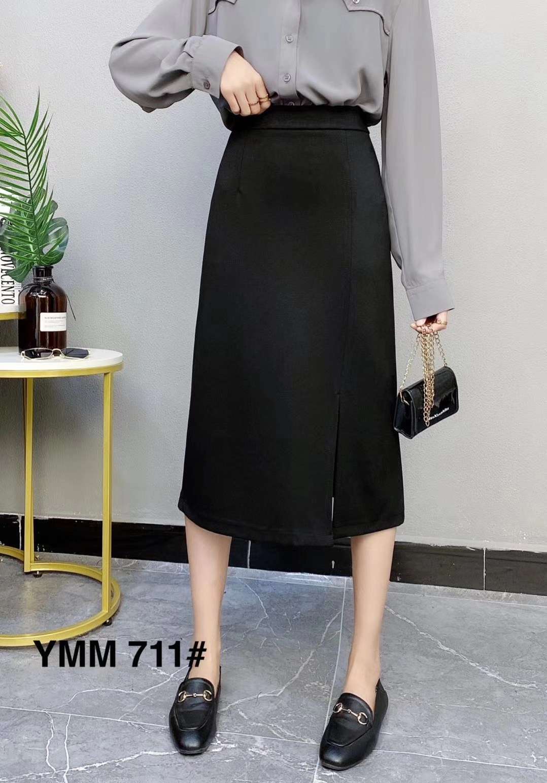 a字半身裙长款女春夏款高腰裙百搭包臀长裙韩版松紧腰过膝休闲裙