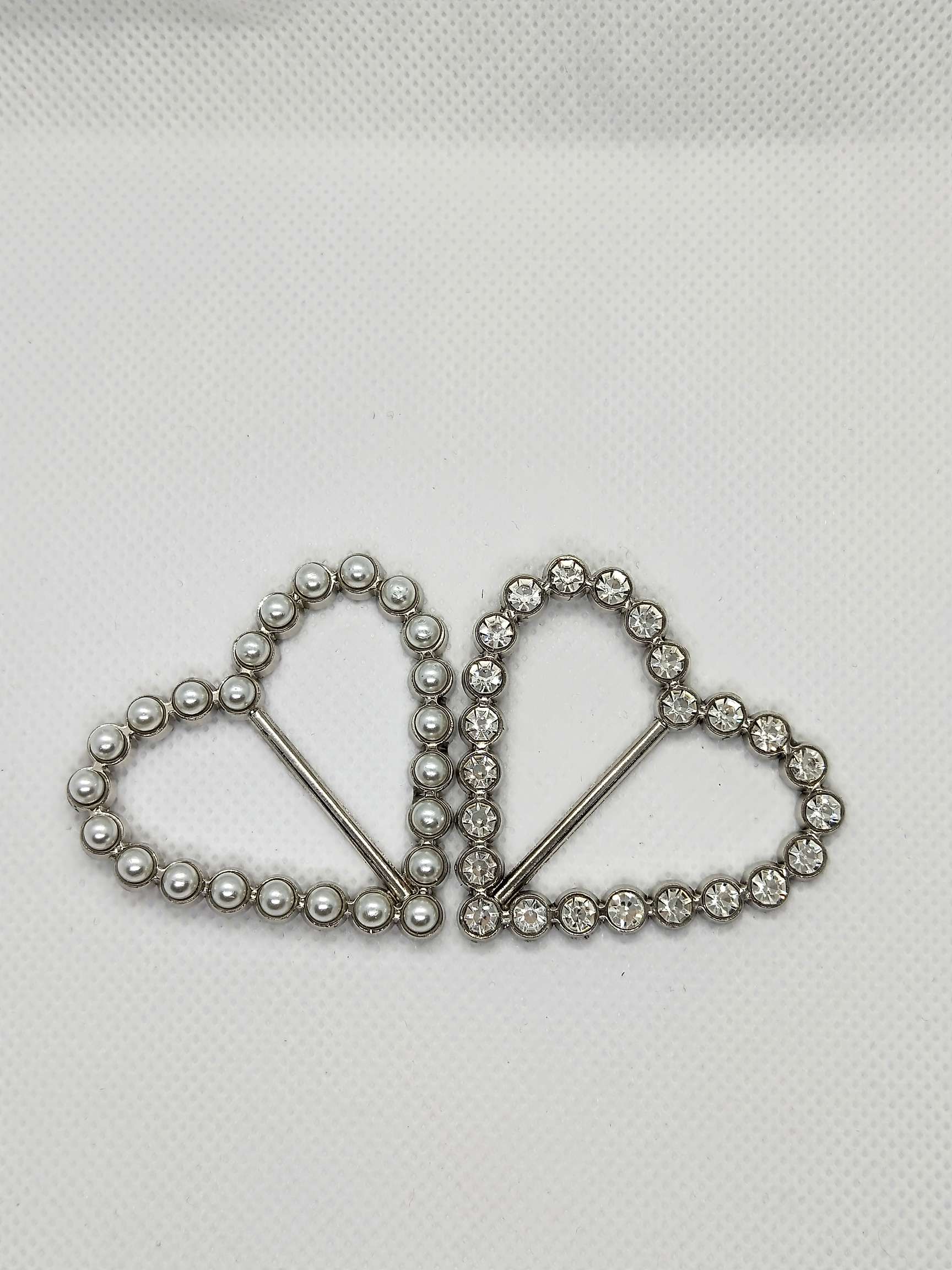 厂家直销心形金属三档日字扣镶水钻珍珠合金腰带扣衣角打结扣腰扣