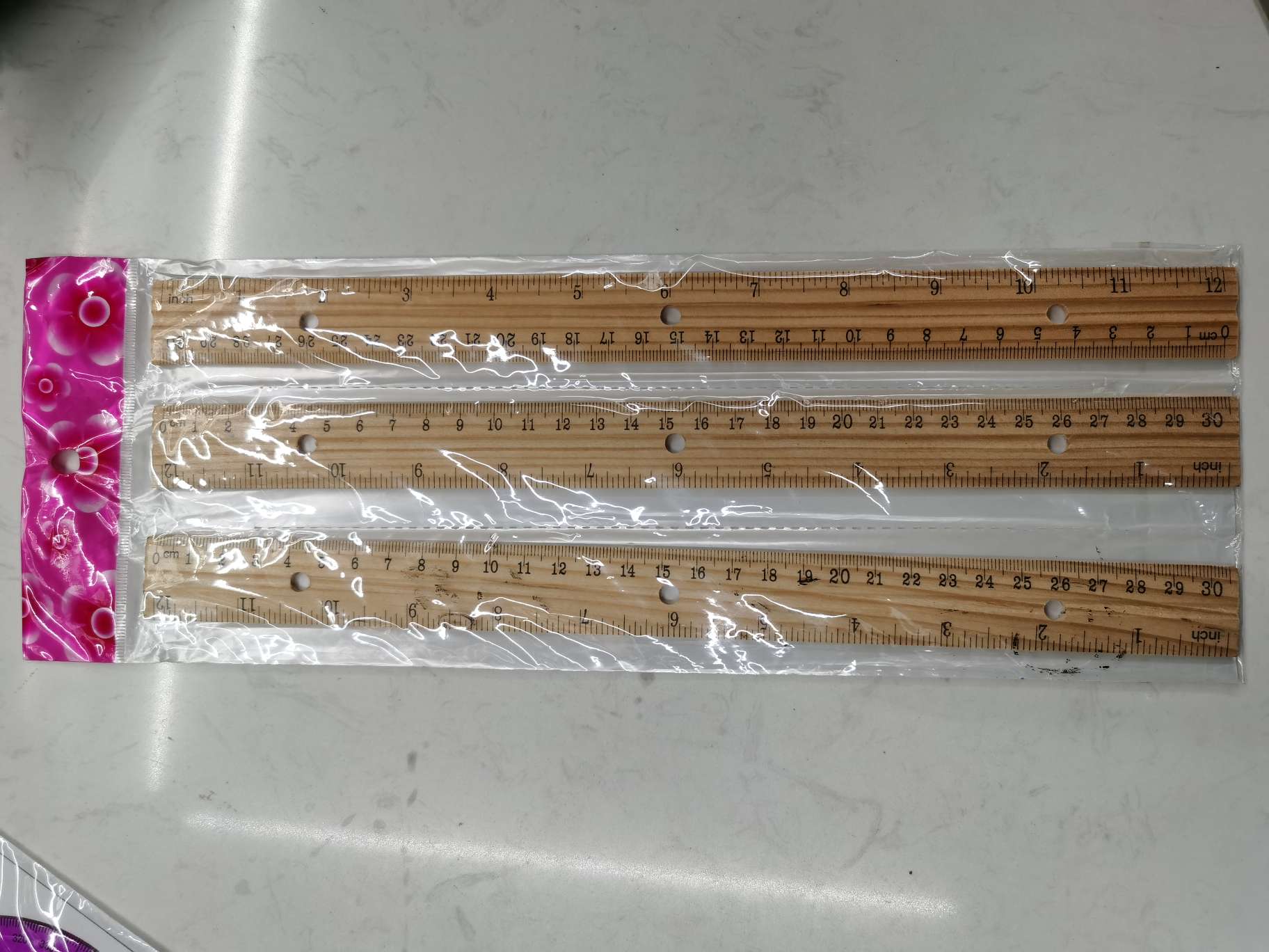 A 30cm natural color wooden ruler