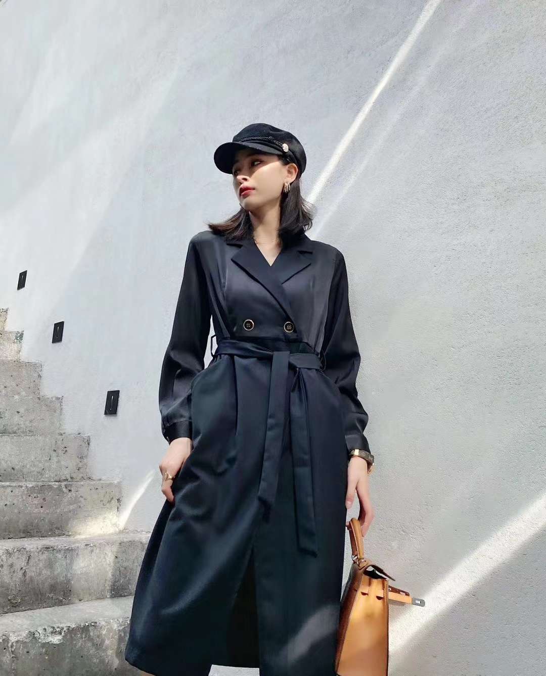 收腰风衣女中长款2020春秋新款韩版学生显瘦外套大码宽松过膝大衣