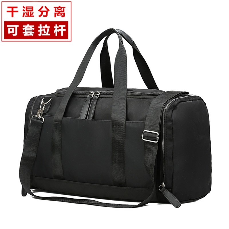 男士商务休闲纯色高品质外出旅行包行李袋，复合布防水多功能手提包，多隔层口袋实用外出大包详情图1