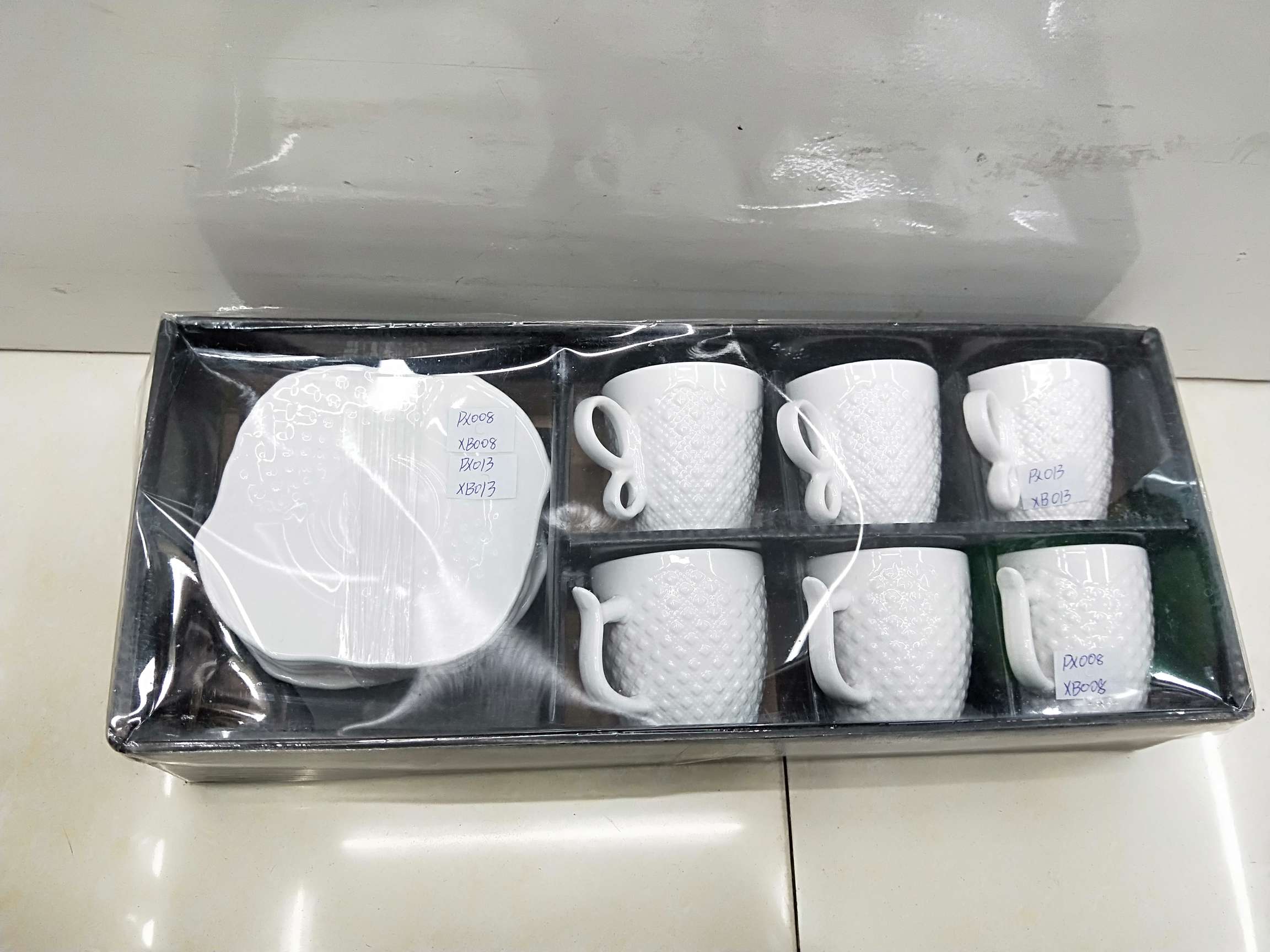 Coffee cup and saucer set of 6 cups and 6 saucers many types of creative equipment can choose affordable Jungong ceramic coffee set small long box Yiwu Selection thumbnail