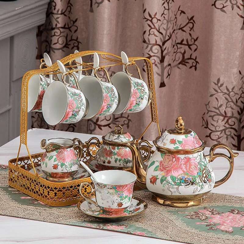 Ceramic coffee cup and saucer set with 22 heads thumbnail
