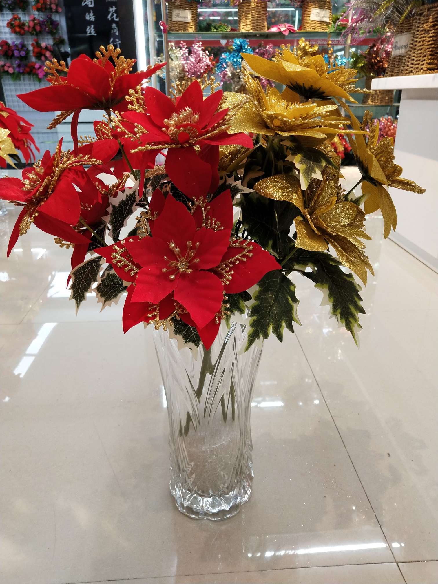 Seven shaped Christmas flowers