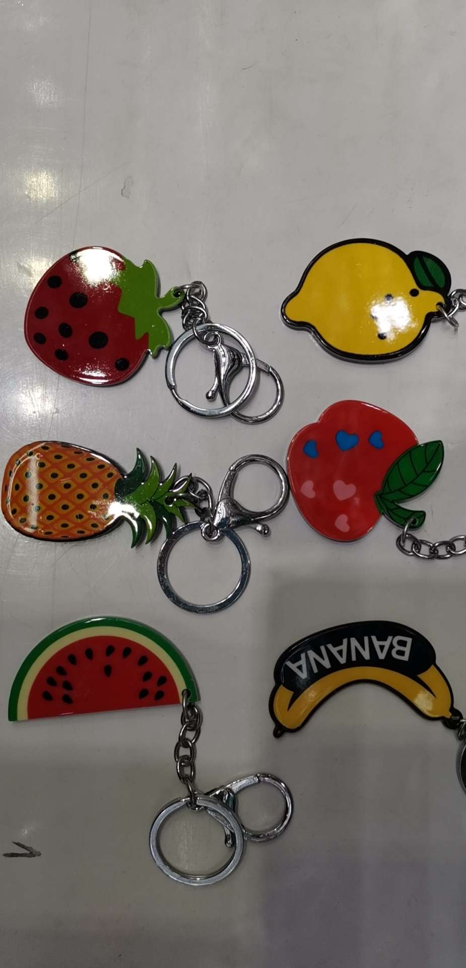 Korean version of fashion new domestic foreign trade personalized customization, acrylic lobster buckle 4mm thickness, portable key chain pendant, boys, girls bag pendant, fruit series key chain thumbnail