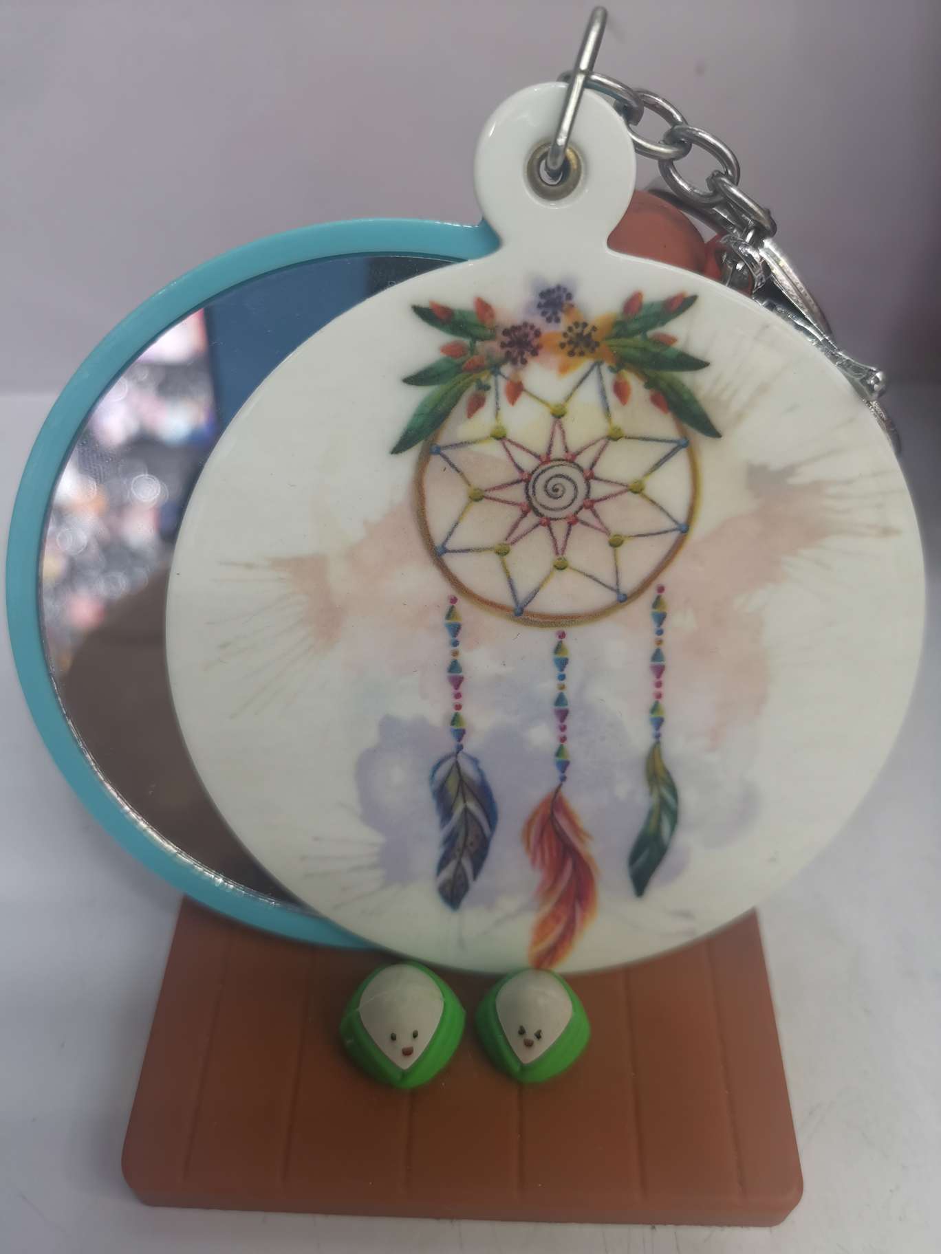 Korean version of fashion new domestic foreign trade personalized customization, portable keychain mirror, slide mirror, girls, student bag pendant, wind chime mirror thumbnail