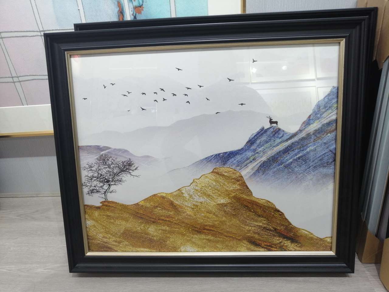 过道画现货现代轻奢客厅沙发背景装饰画挂画鎏金画酒店装饰画