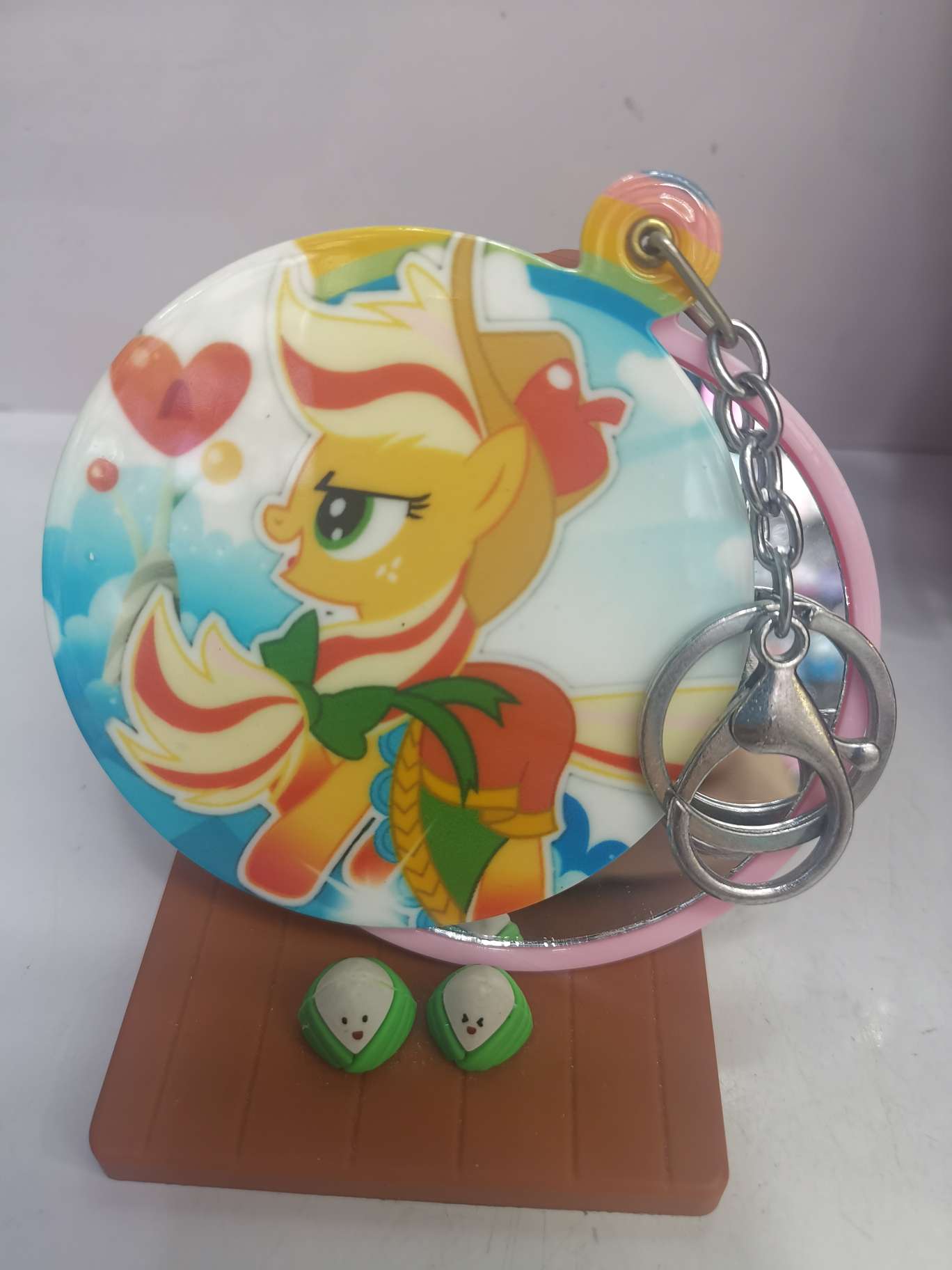 Korean version of fashion new domestic foreign trade personalized customization, portable keychain mirror, slide mirror, girls, student bag pendant, unicorn mirror thumbnail