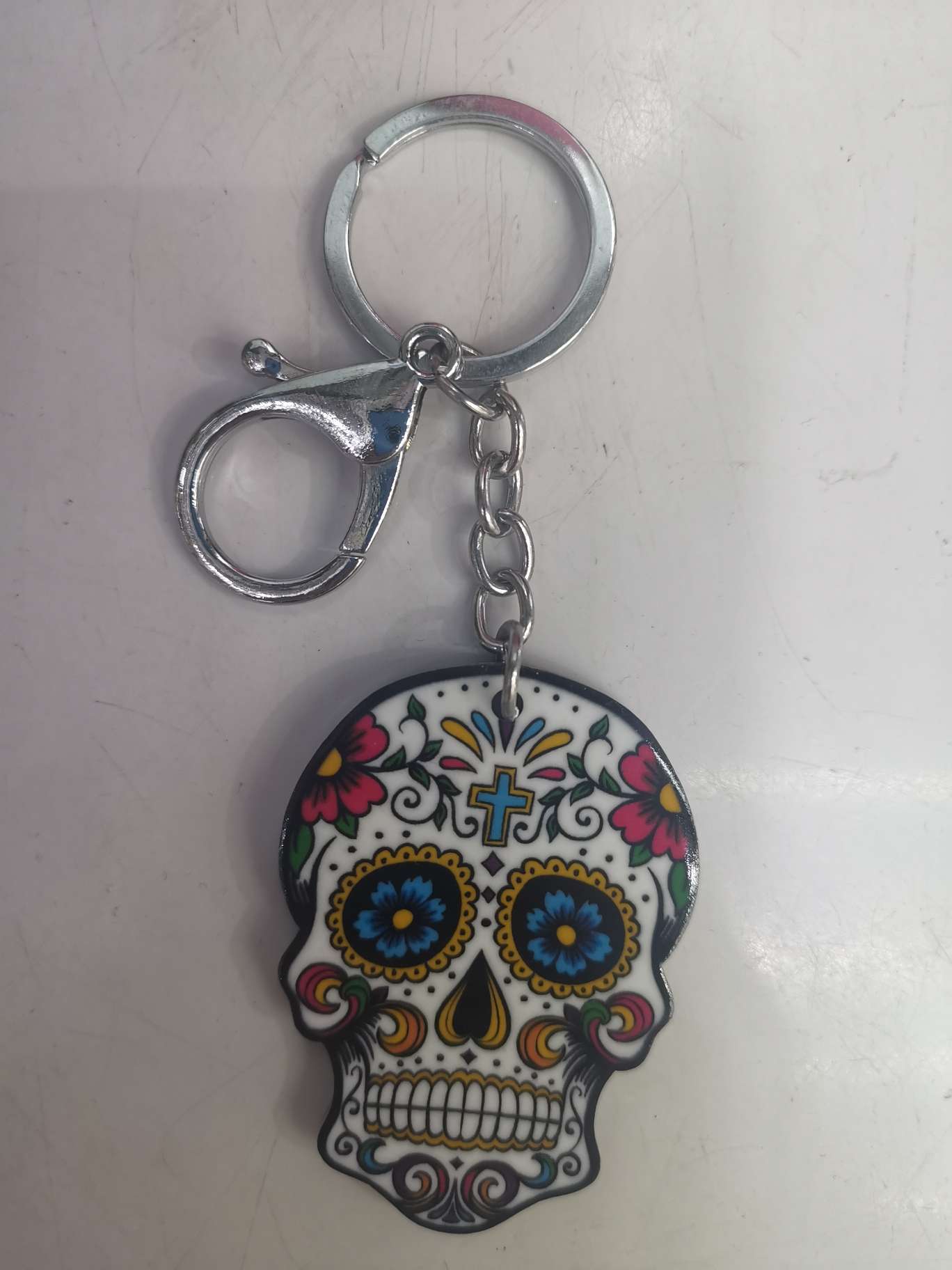Korean version of fashion new domestic foreign trade custom, acrylic lobster buckle 4 mm thickness, portable key chain pendant, boys, girls bag pendant, skull key chain thumbnail