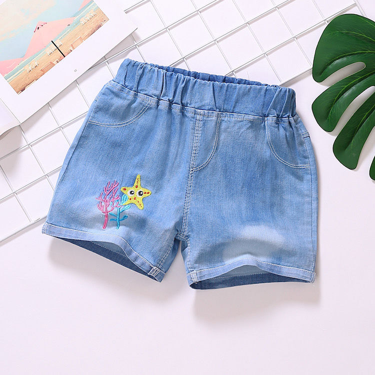 Boys jean shorts thin 7 summer children baby girls wear pants outside thumbnail
