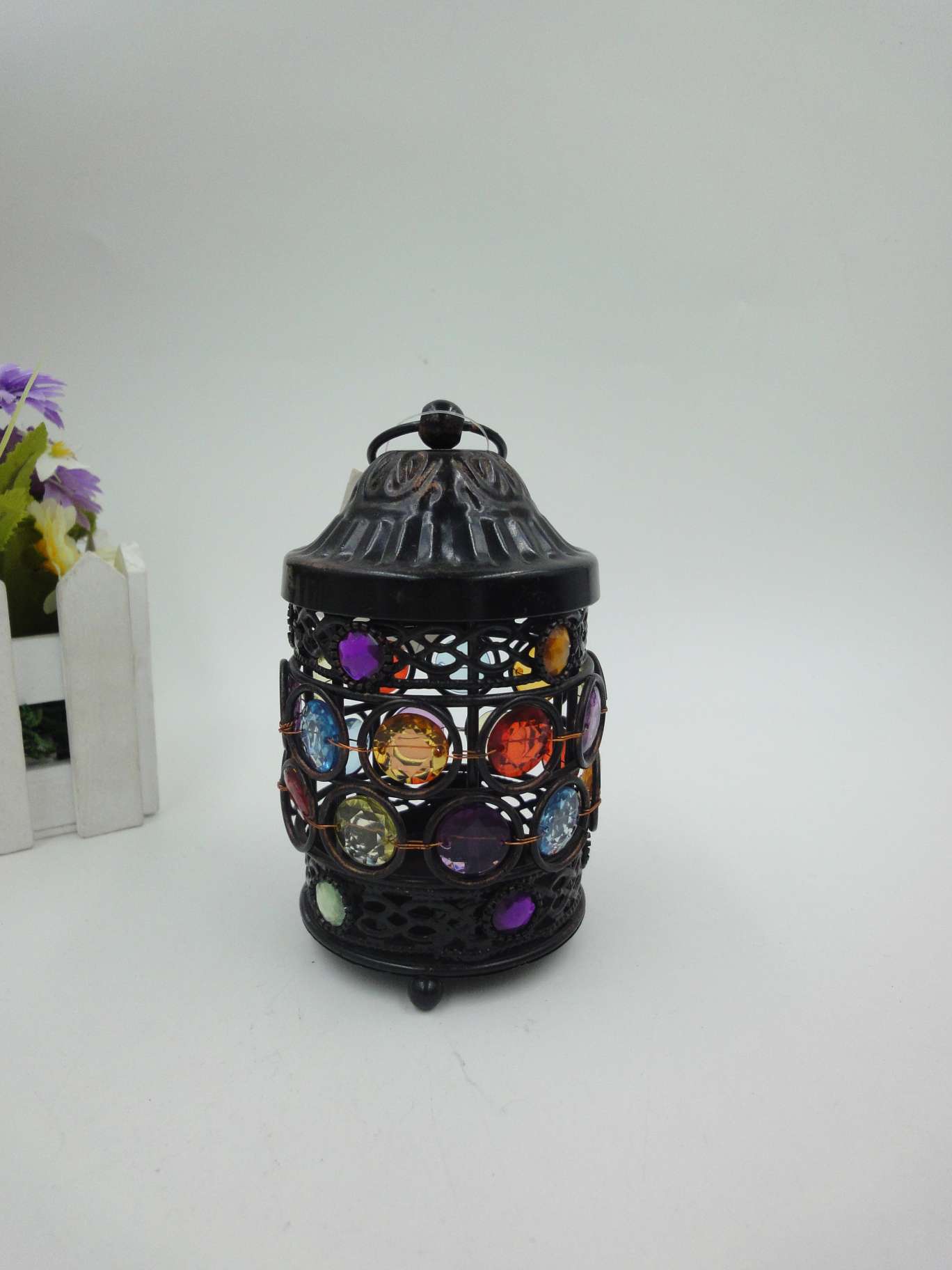 烛台，铁艺烛台，手工编珠款烛台，风灯