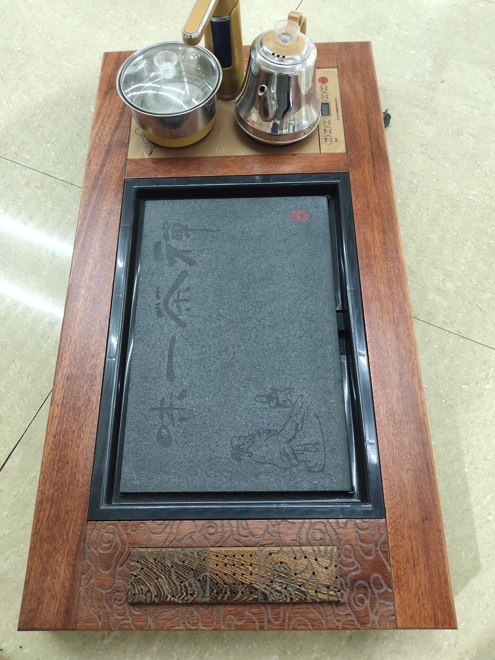 红木乌金石茶盘