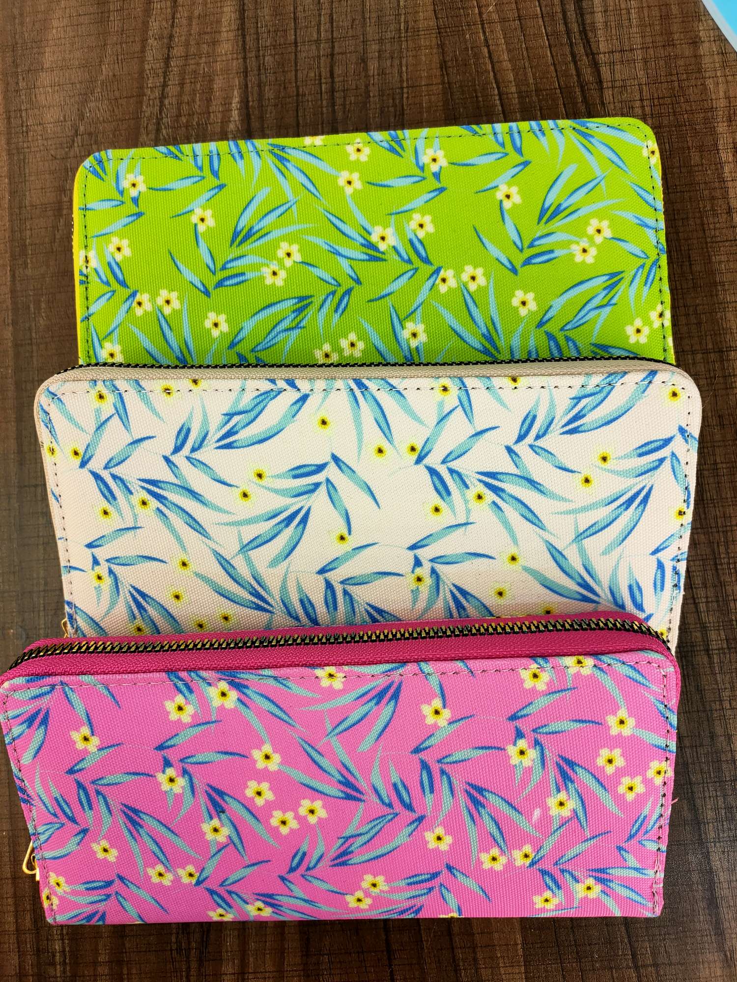 小碎花布艺钱包单拉包大容量多卡包手机包零钱包