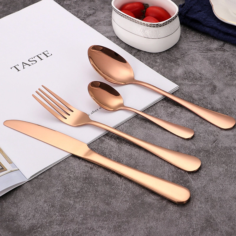1010不锈钢餐具 牛排刀叉勺四件套西式玫瑰金餐具套装创意礼品定制