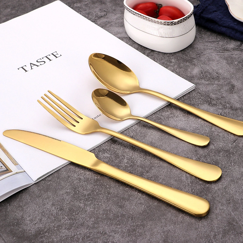 1010不锈钢餐具 牛排刀叉勺四件套西式镀金餐具套装创意礼品定制