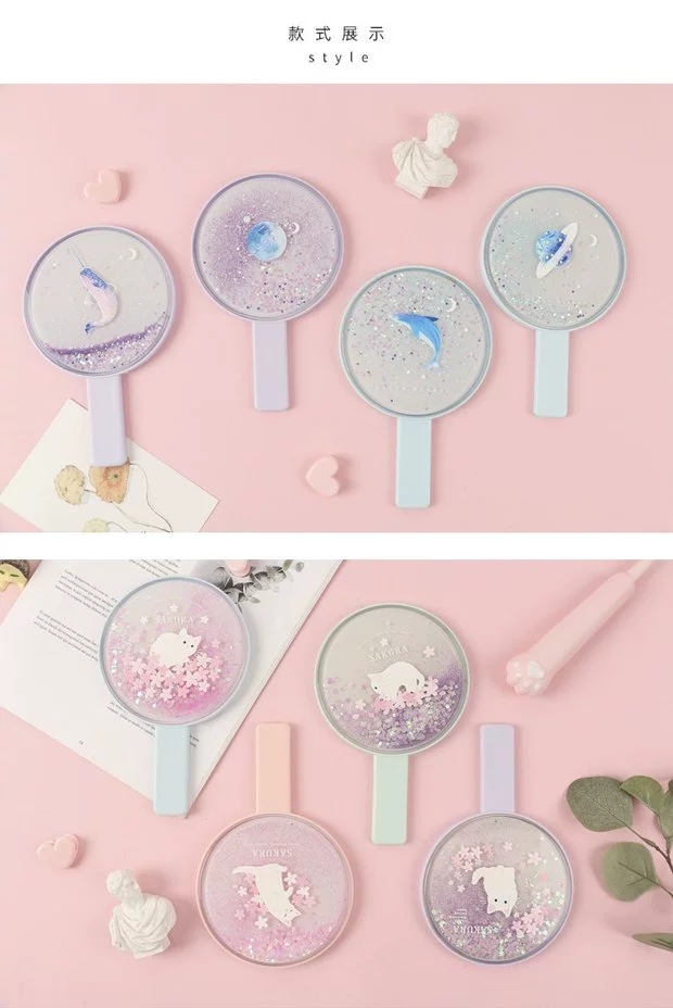 韩国手持化妆镜创意欧式公主镜单面梳妆镜大号美容镜结婚礼品镜子白底实物图