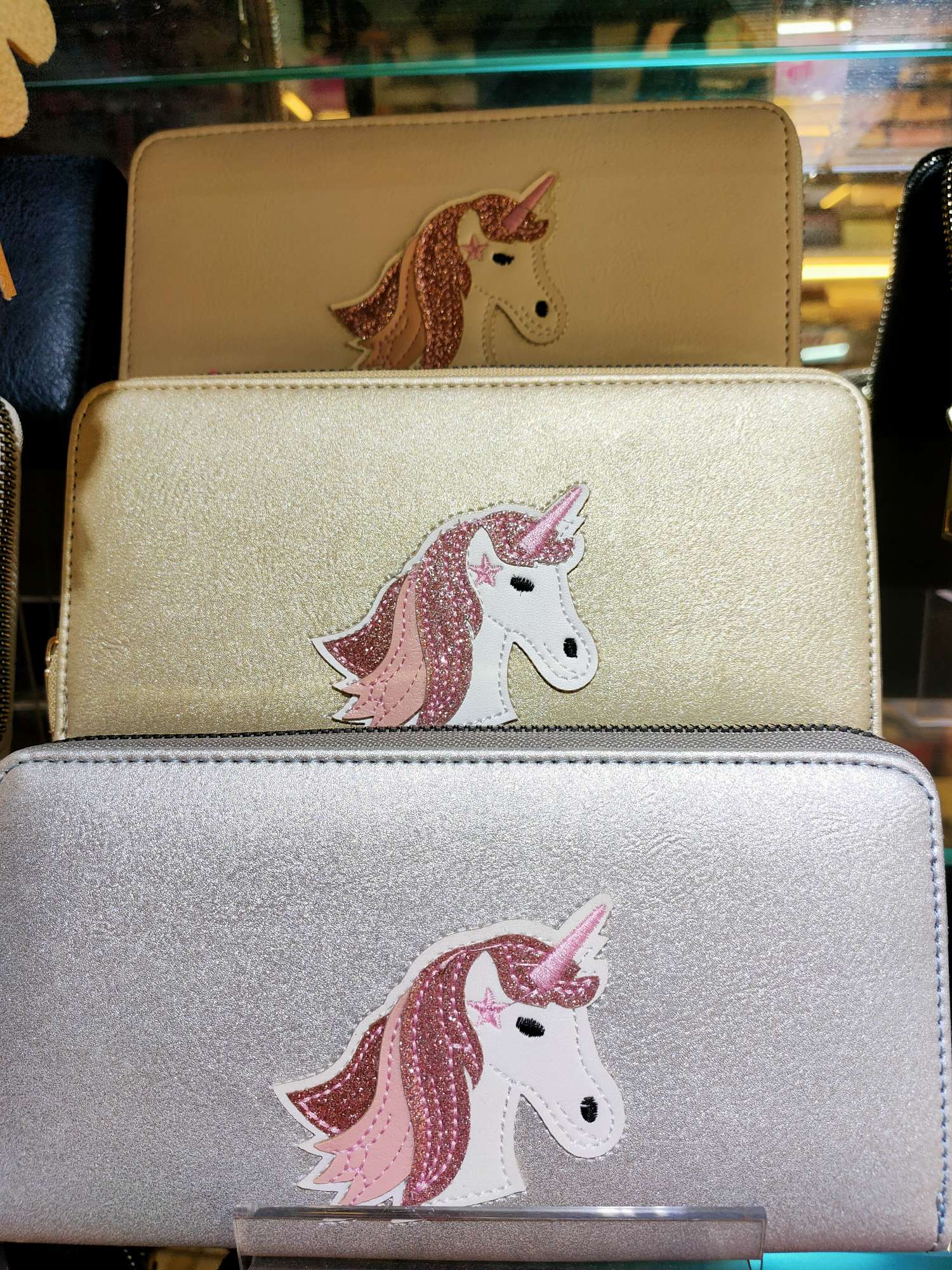 PU刺绣独角兽长款女士钱包大容量多卡包手机包零钱包
