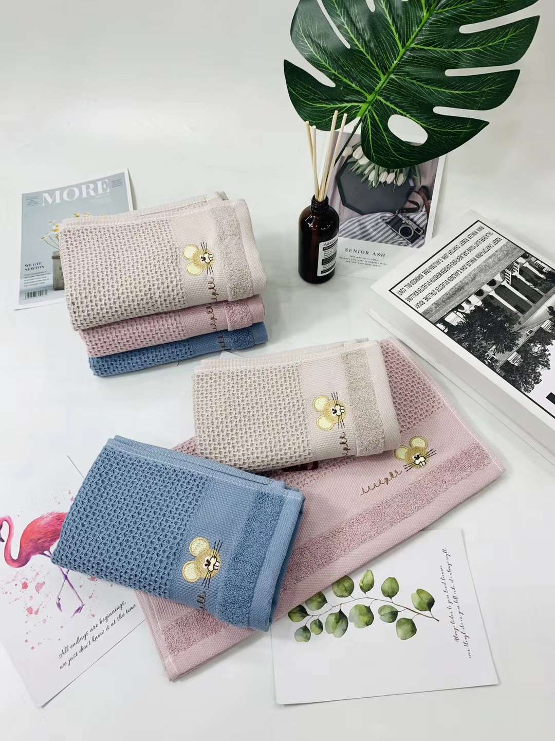 Topo textile factory direct cotton gauze embroidery high-grade gift charm child towel 9201