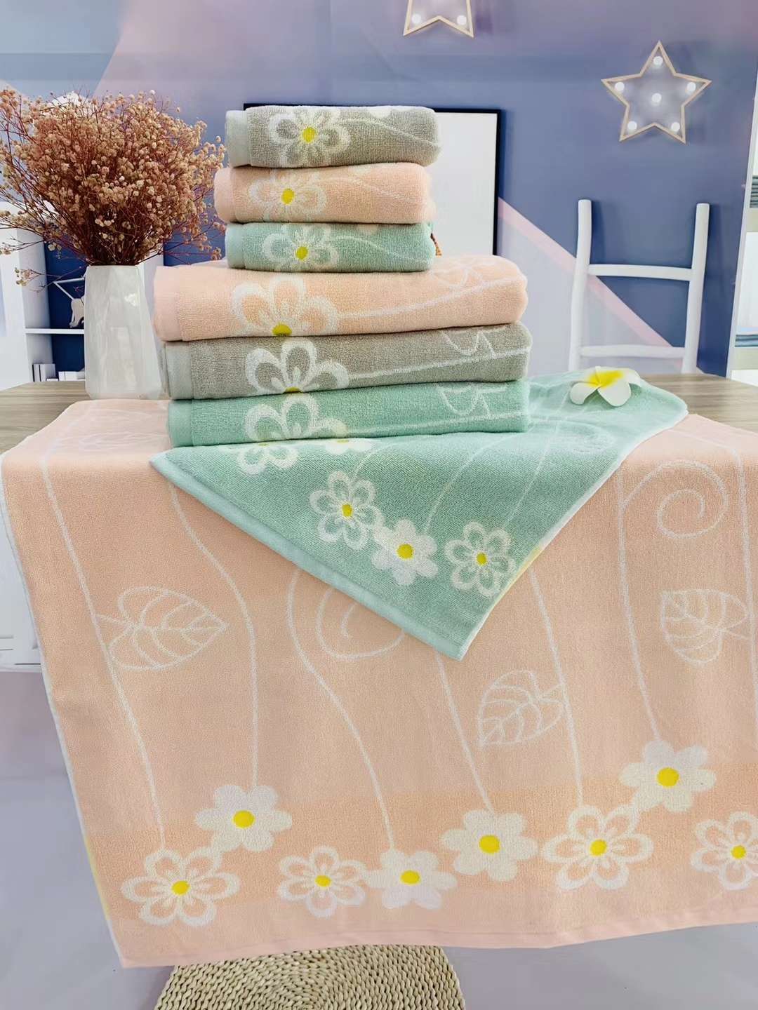 Tuoou textile factory direct cotton combed cotton gift bath towel spring breeze flower language bath towel 8944 thumbnail