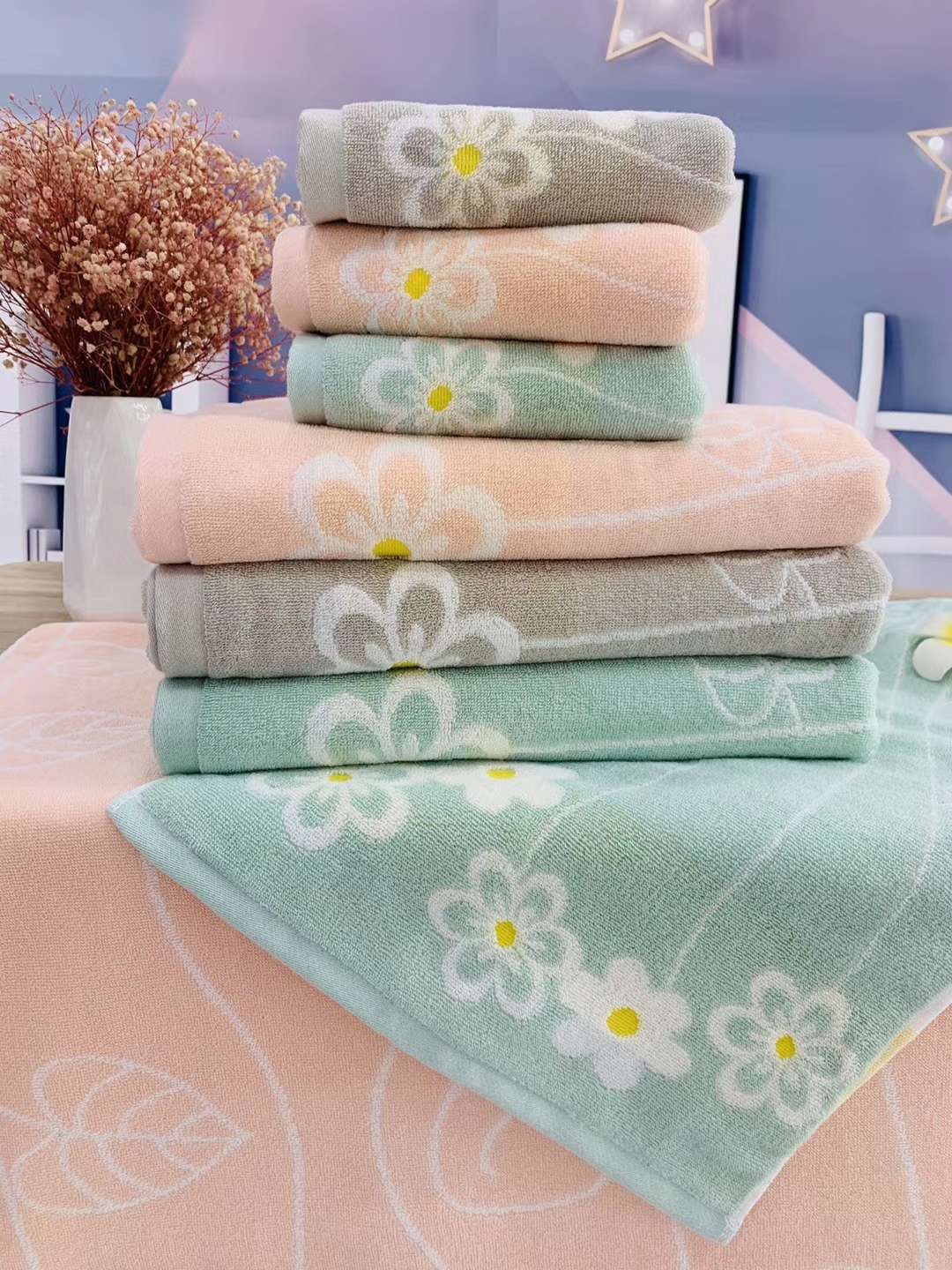 Tuoou textile factory direct cotton combed cotton gift towel spring breeze flower language towel 3134 thumbnail