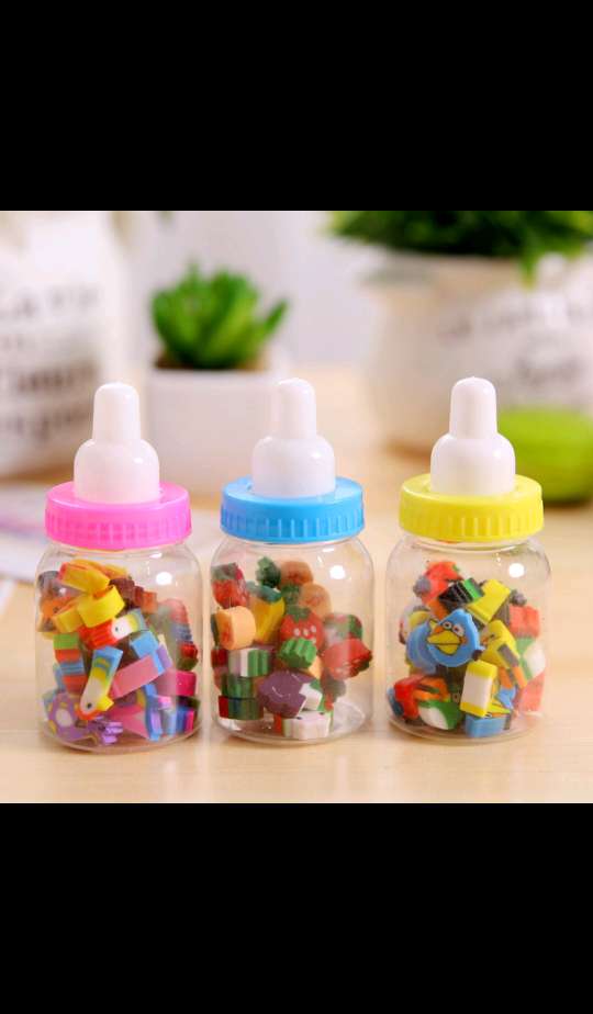 厂家批发 创意卡爱卡通迷你小奶瓶橡皮擦学习用品幼儿园礼物学生奖品产品图