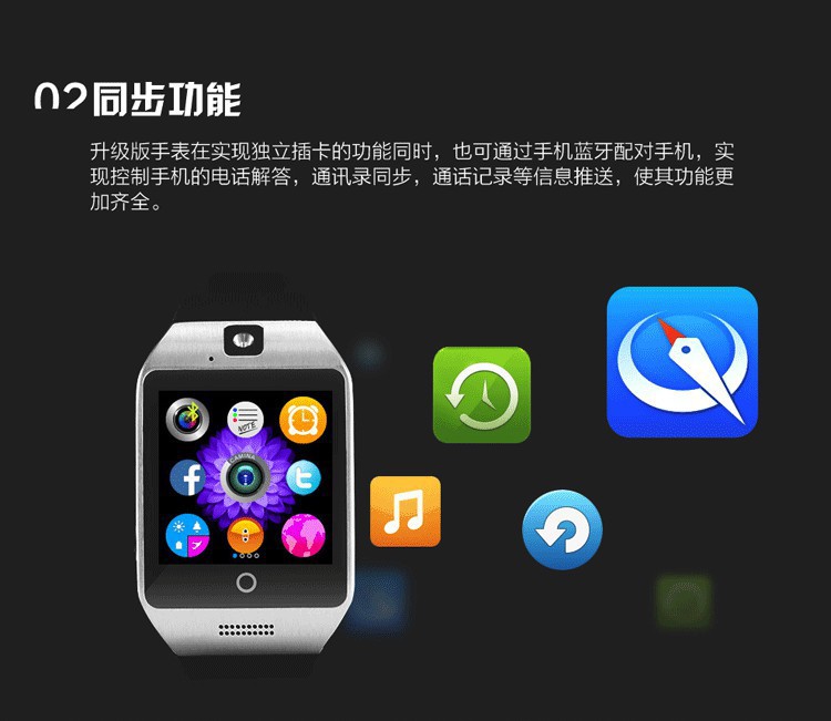 Q18 Smartwatch, Bluetooth watch, card-inserting watch, sports pedometer watch, factory smart wearables, positioning and calling Item Picture