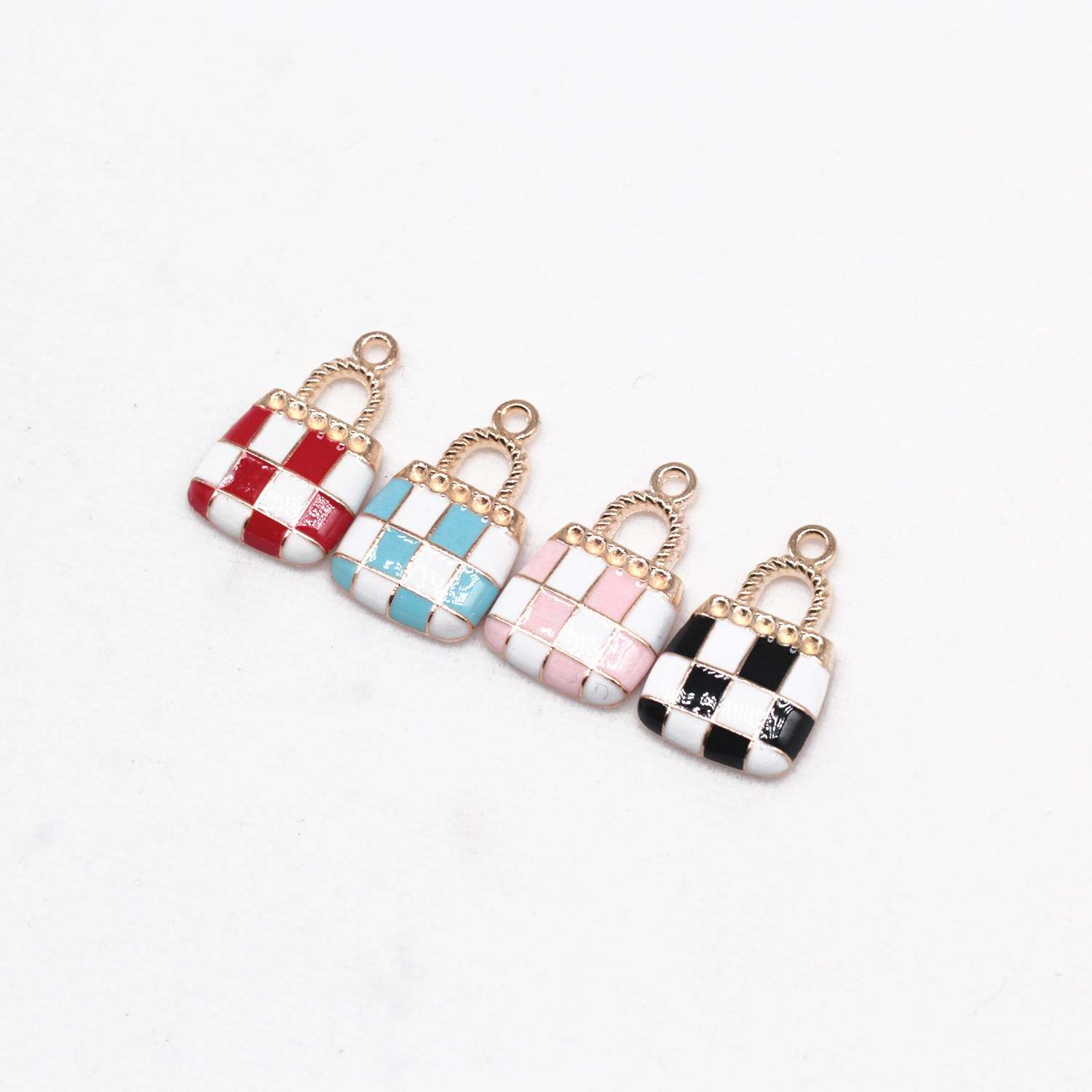 Factory direct sales of Amazon checkered bags, colorful accessories, diy alloy jewelry pendants and pendants Specification image