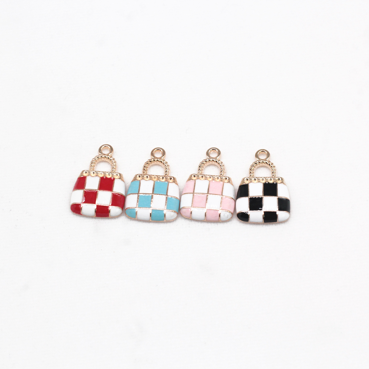 Factory direct sales of Amazon checkered bags, colorful accessories, diy alloy jewelry pendants and pendants Item Picture