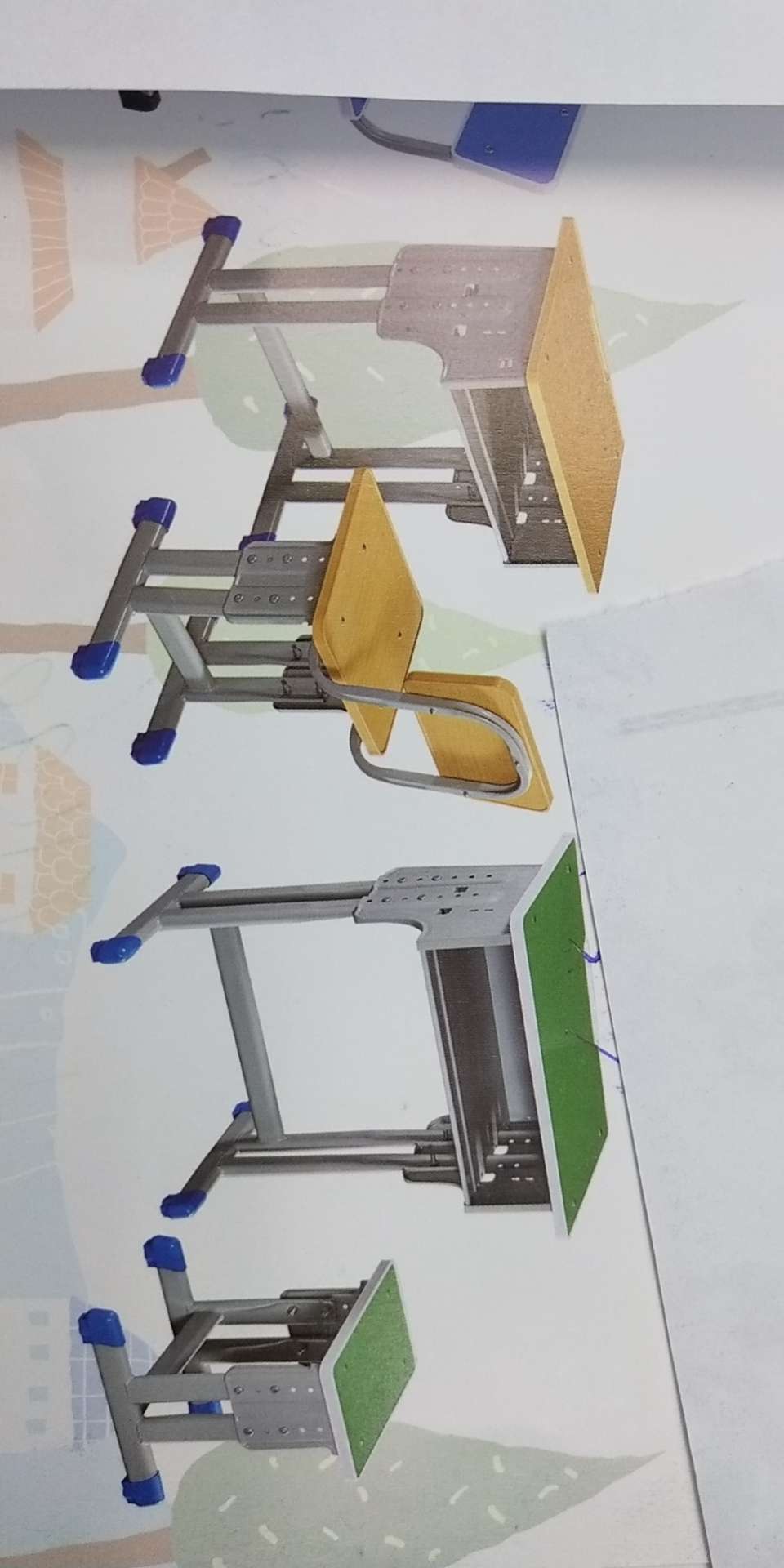 学生桌子椅子套装，密度板桌子椅子套装产品图