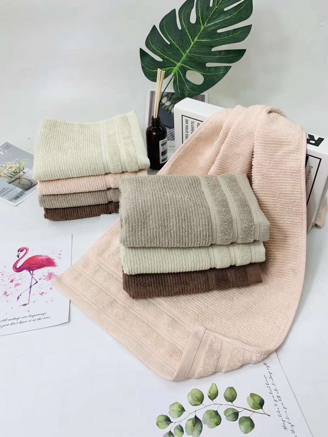 "Love Yourself, Love Your Family, Factory Direct Sales of Bamboo fiber Premium Fine Rain Cloud Towels 8774. Specification image