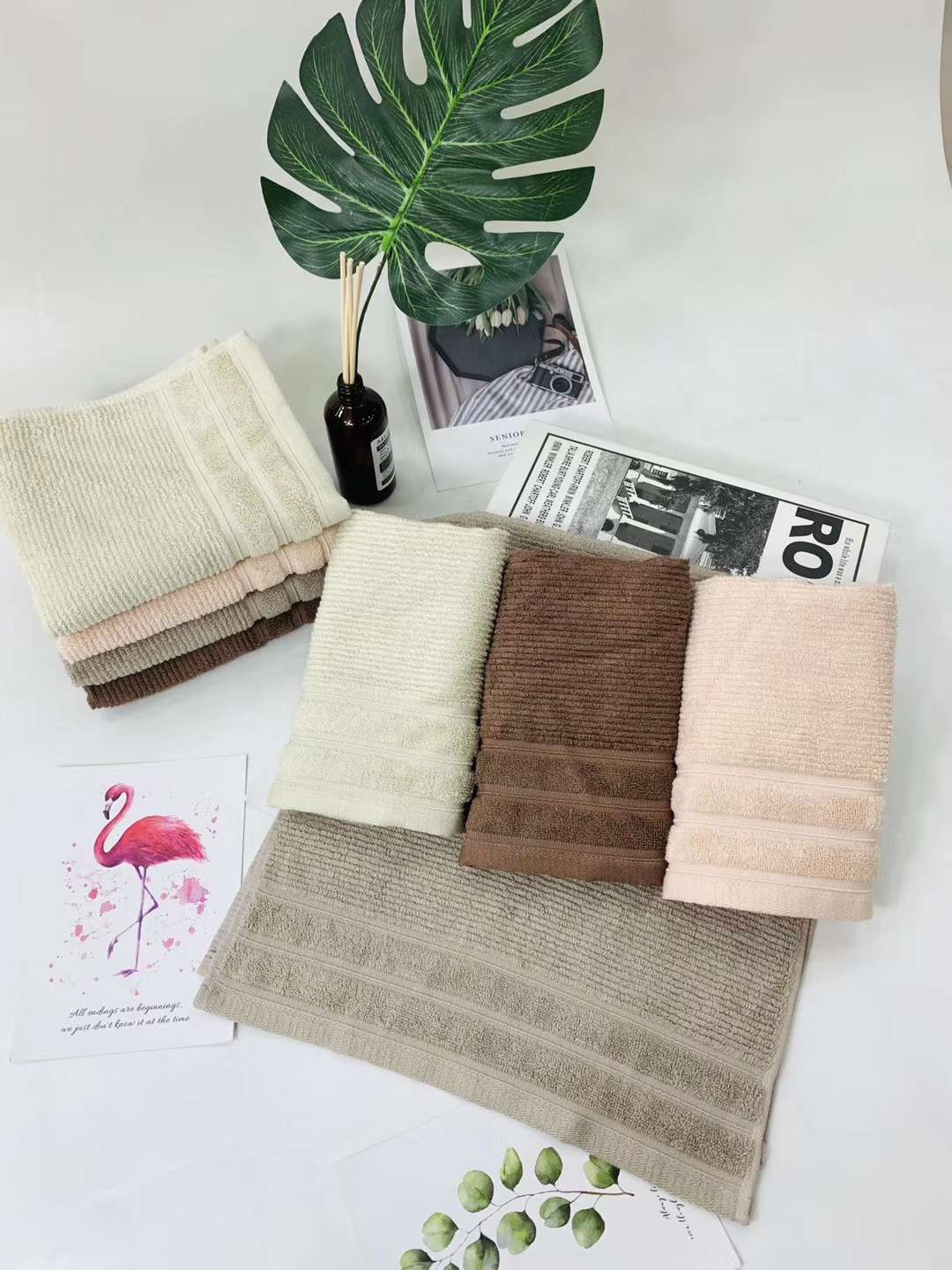 "Love Yourself, Love Your Family, Factory Direct Sales of Bamboo fiber Premium Fine Rain Cloud Towels 8774. Application Scenario