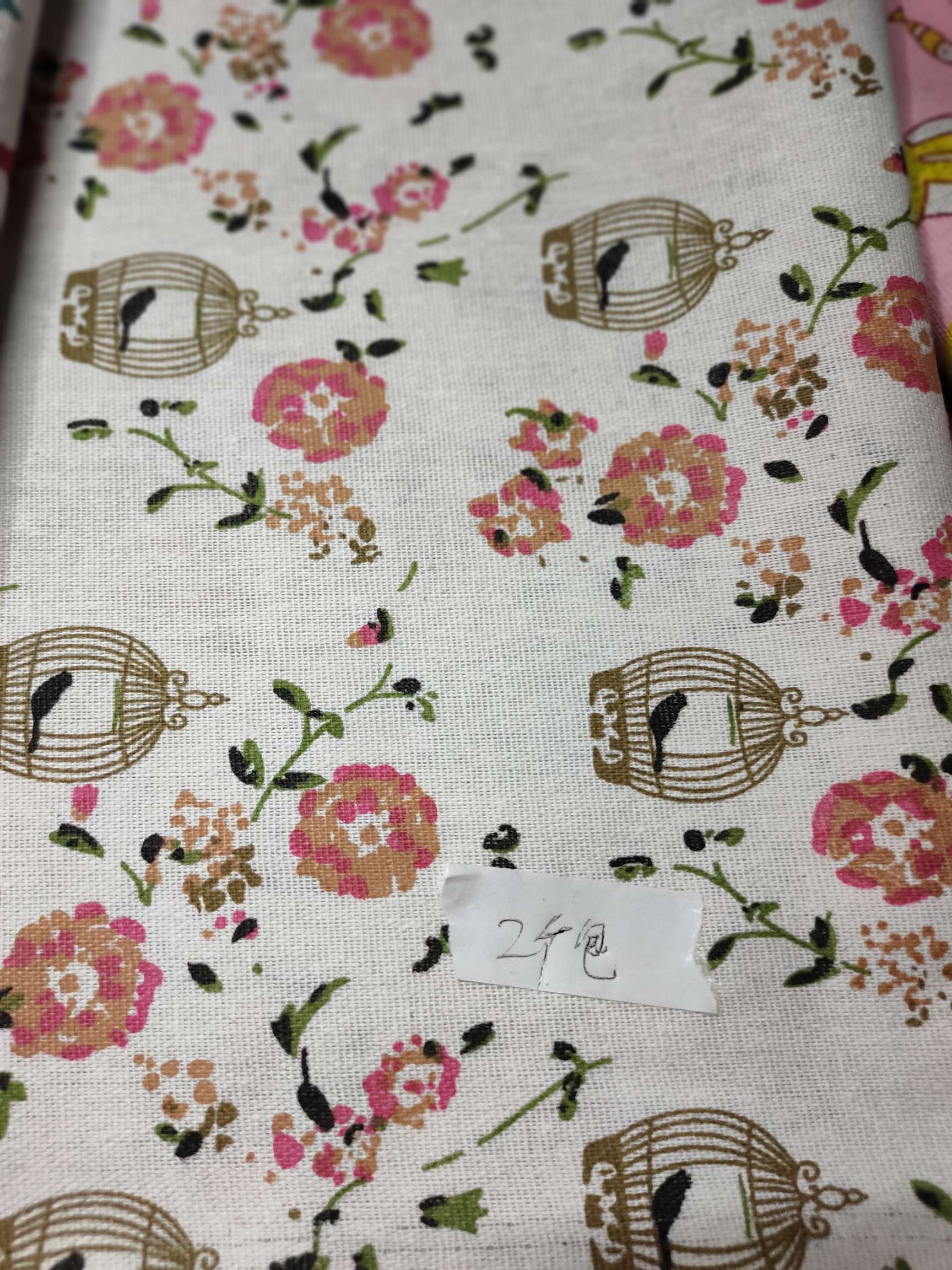 Cotton and linen printed pollen birdcage