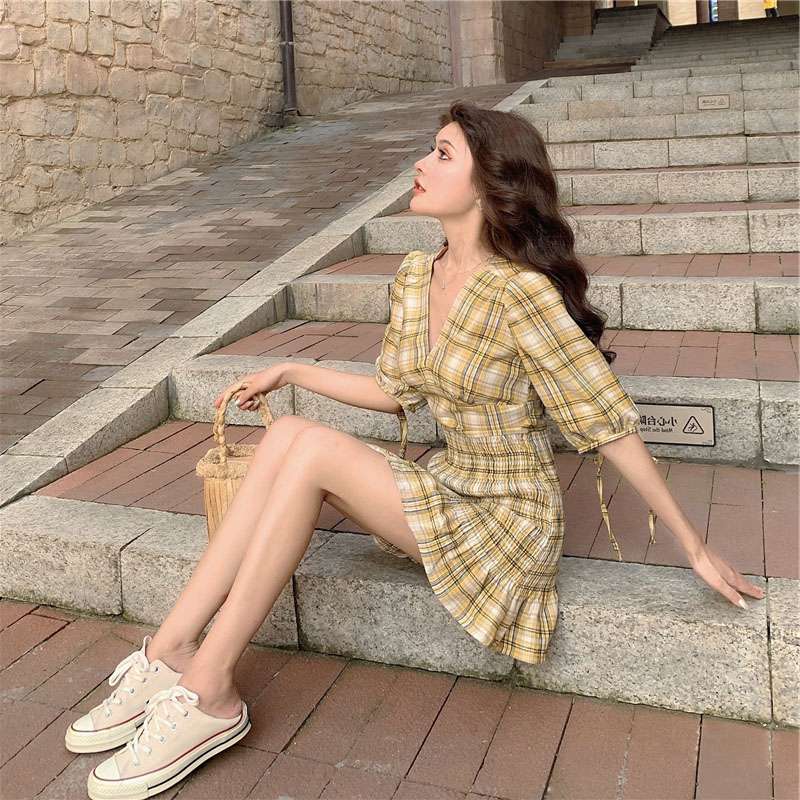 小个子御姐桔梗西装裙收腰轻熟气质智熏厌世风连衣裙子超仙女夏季