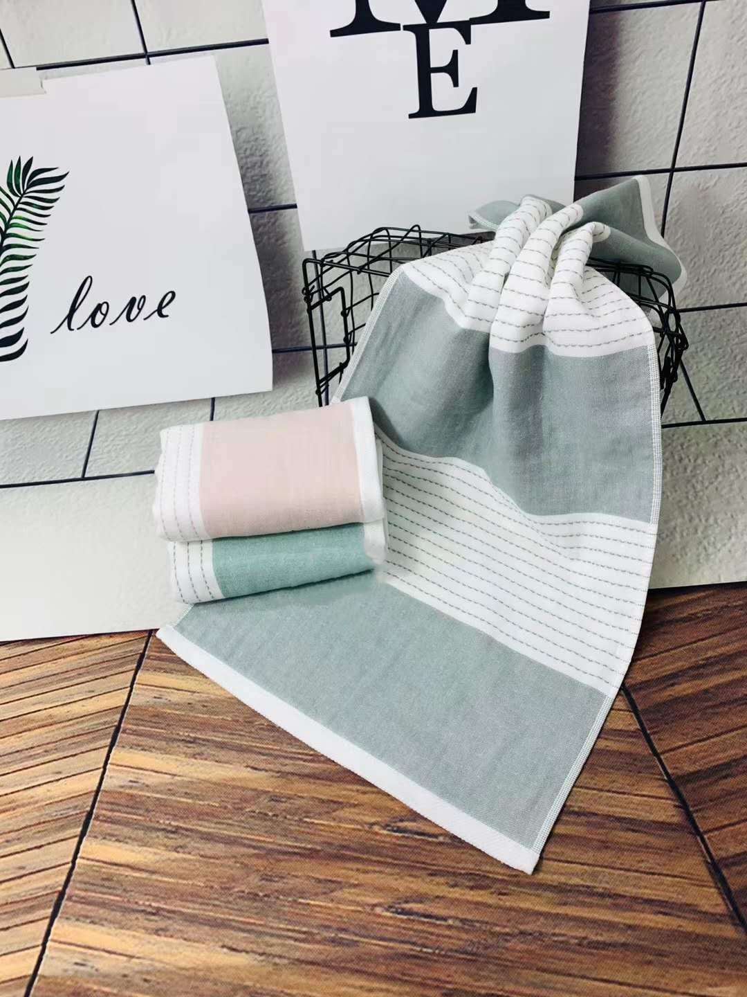 爱己爱家  厂家直销  纯棉纱布高档礼品  夏日星毛巾 3154