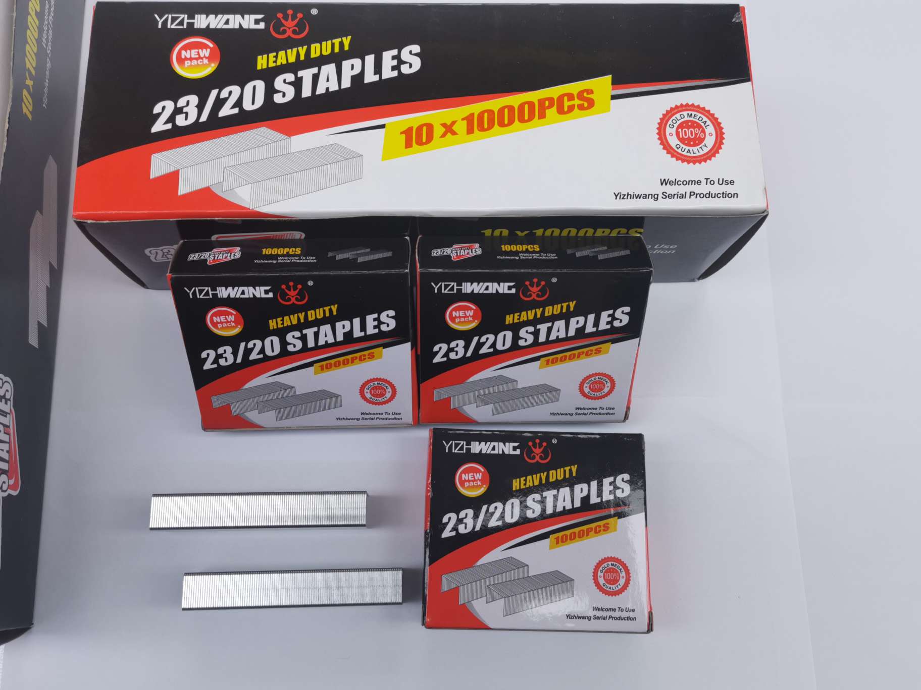 Yizhi King A23/20 thick layer nail can nail 120 pages of paper. Each piece comes in 200 boxes, with 10 small boxes and one medium box