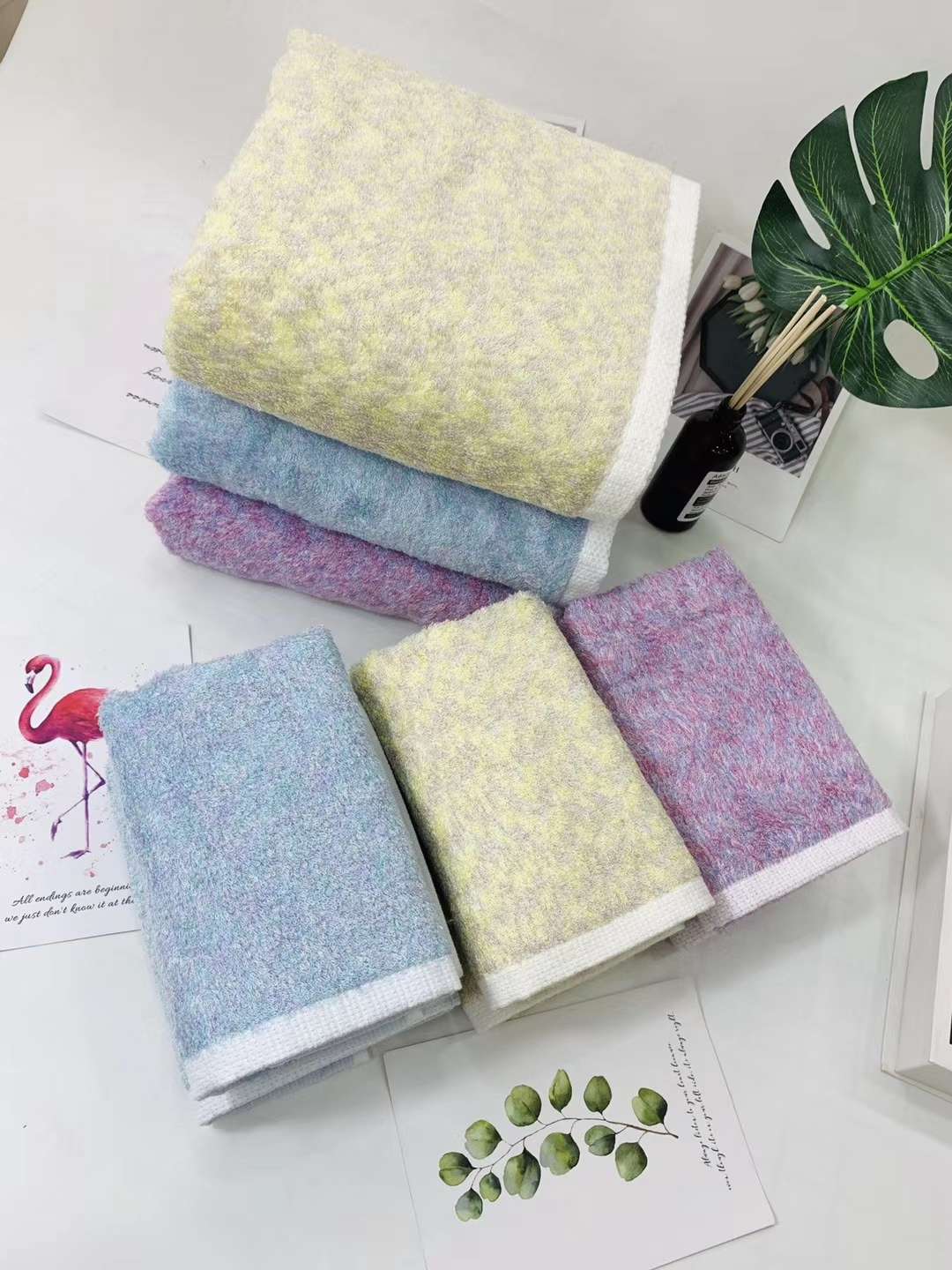 "Love Yourself, Love Your Family Factory Direct Sales Bamboo Cotton Super Soft Rendering Gift Towel, Warm Rendering Towel 8746. Item Picture