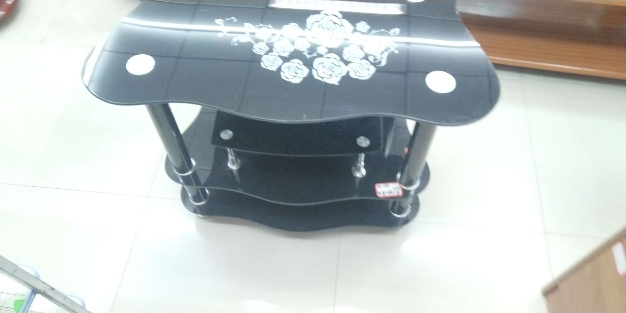 玻璃茶几，三层玻璃茶几，印花玻璃茶几产品图