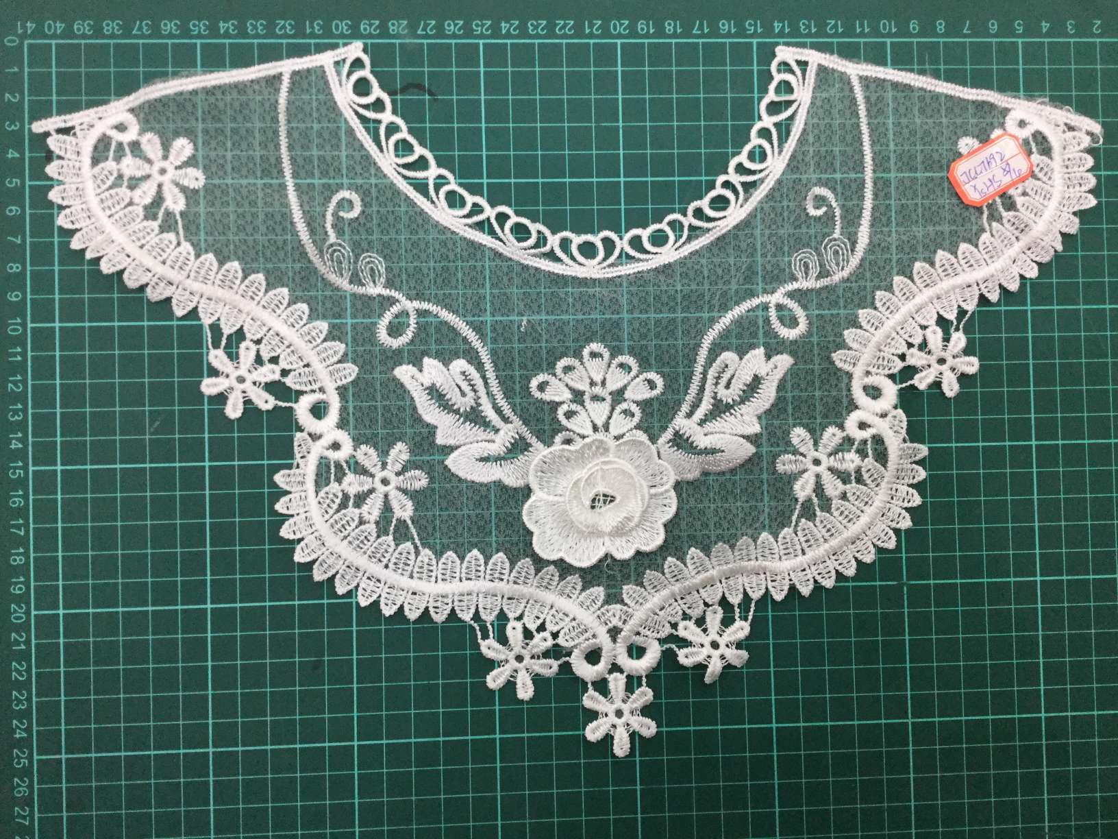 Polyester neckline diamond mesh with 3D flower women's clothing neckline