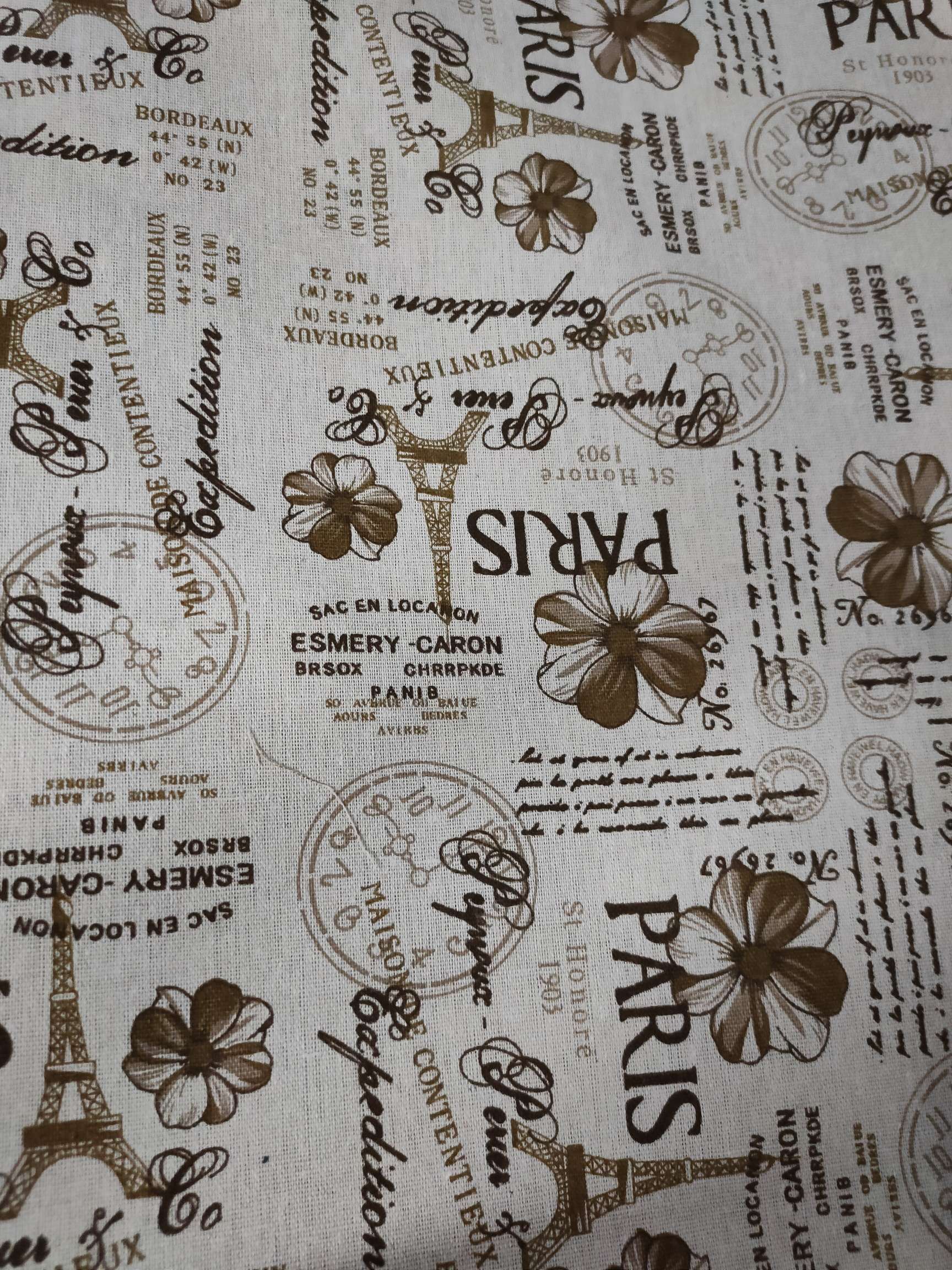 Cotton and linen printing, coffee flower tart