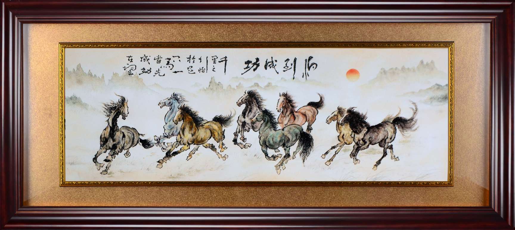Chinese Art Decorative Painting Living Room Study Tea Room Office Hanging Painting Manual Sand Painting Success 200*90 details Picture