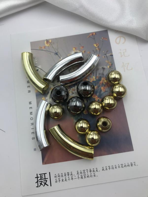 电镀亚克力多边形圆珠饰品配件，嘉丽斯工艺饰品配件