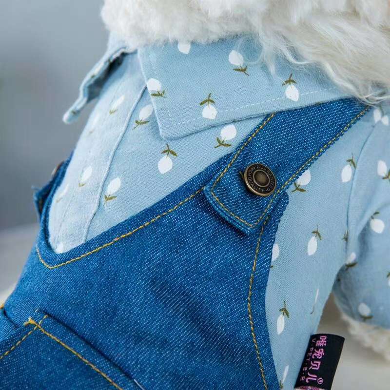 牛仔背带裤/牛仔背带裤子/寵物背带裤产品图