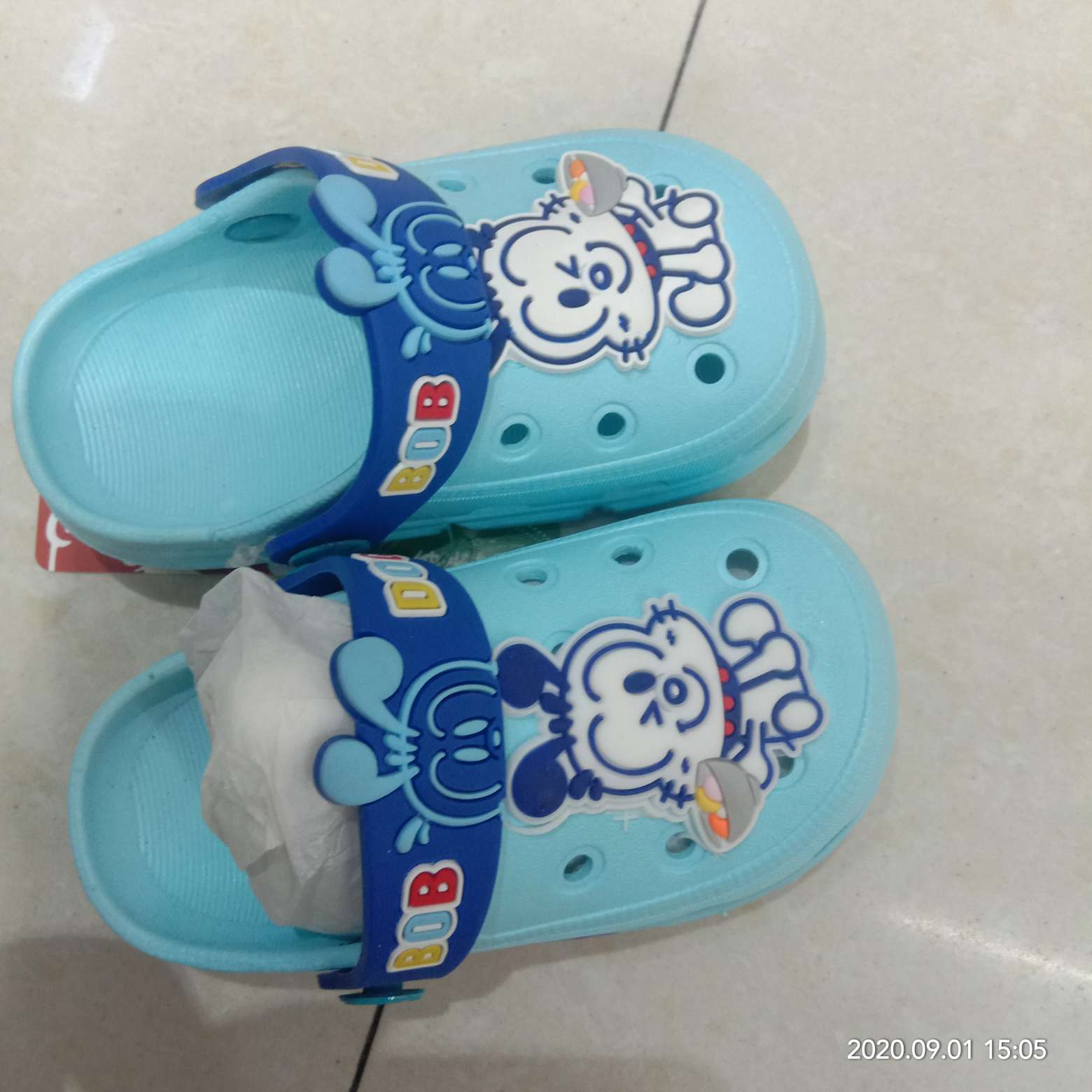 Blue cute children's slippers